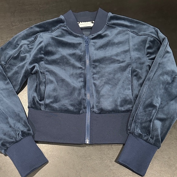 Juicy Couture Jackets & Blazers - Juicy Couture Blue Velour Bomber Jacket Y2K